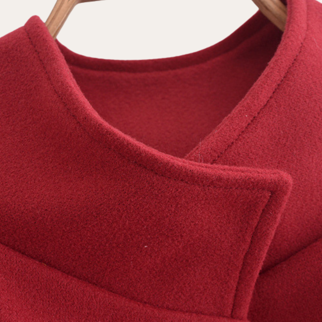 Dames Wollen Cape Mantel – Effen, Casual voor Herfst en Winter