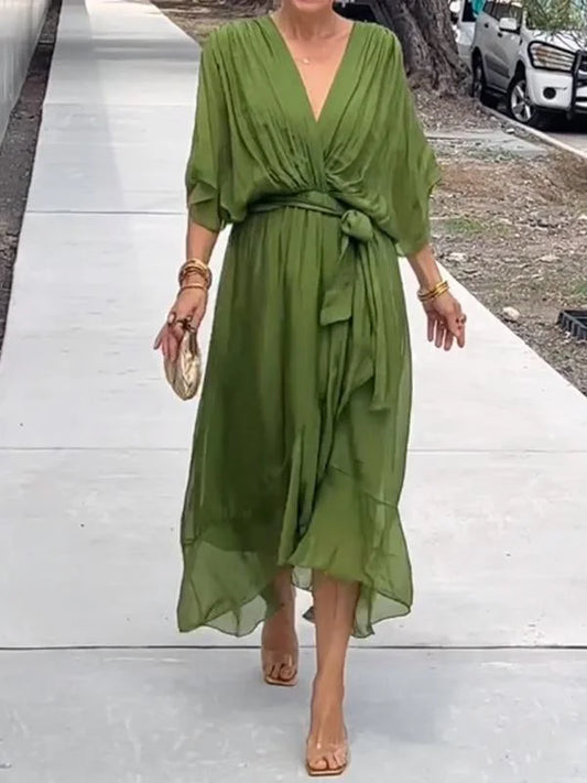Louisa – Chiffon jurk met v-hals