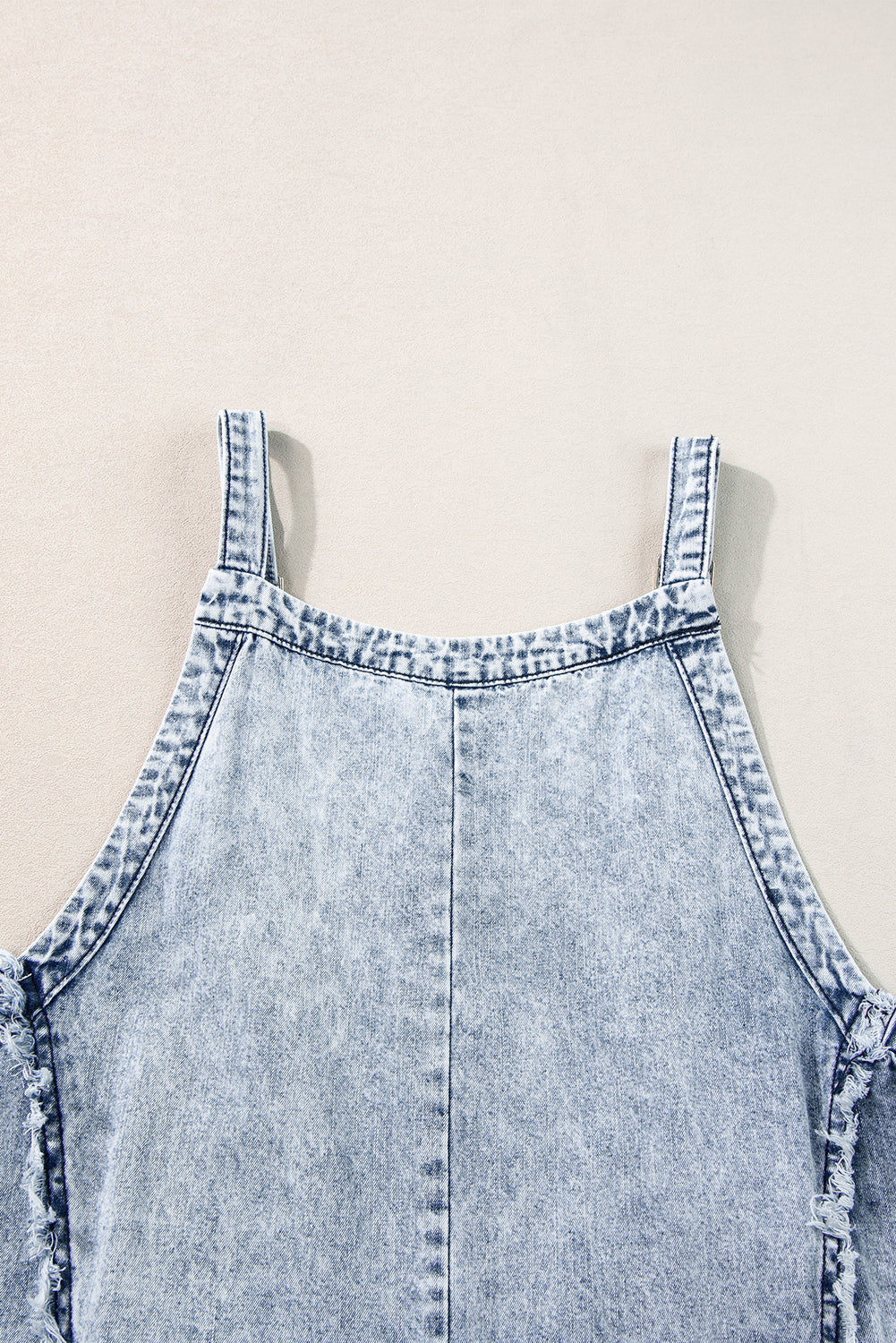 Blauwe denim overall met wijde pijpen