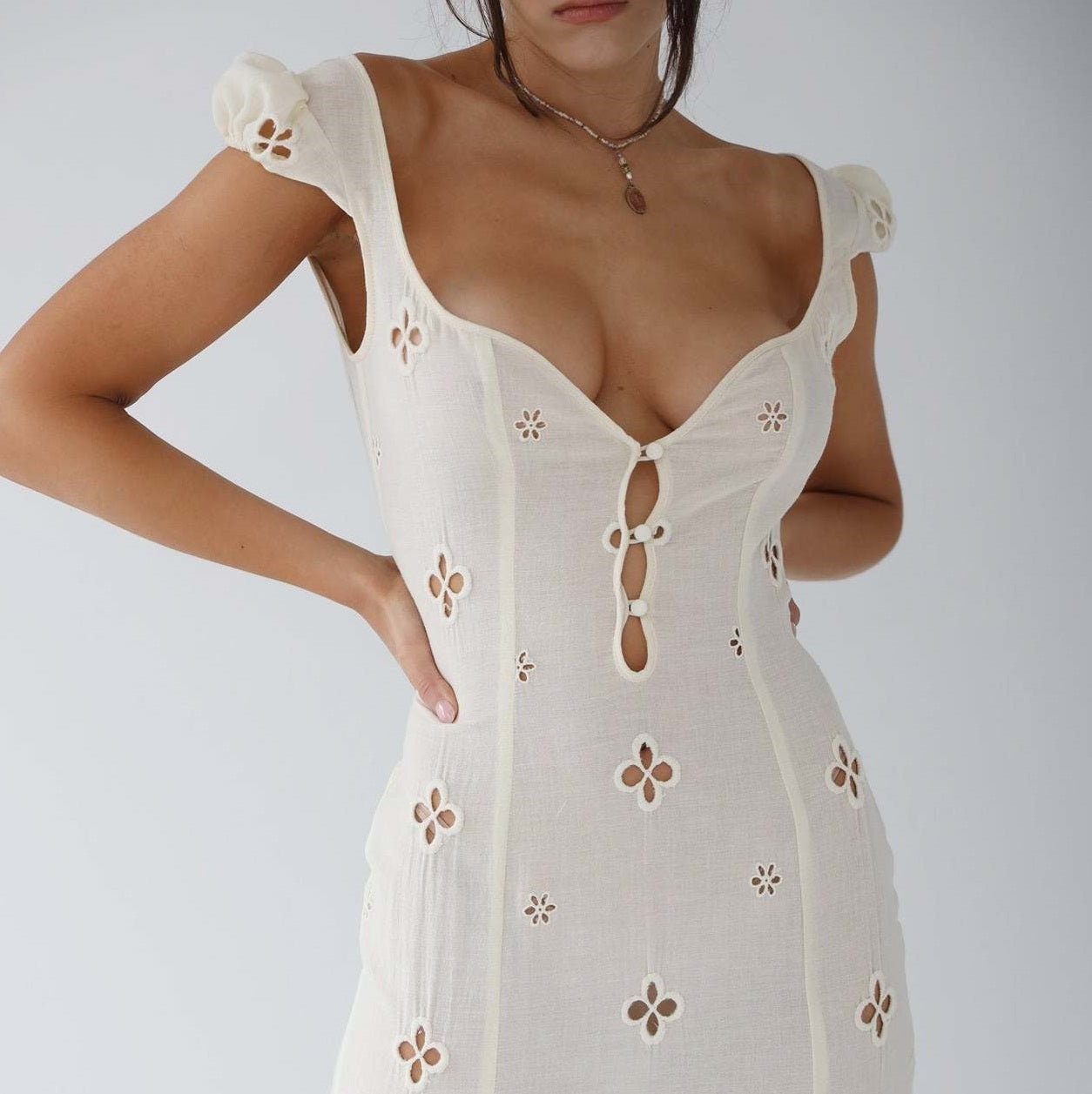 Isla - Vintage Geborduurde Midi-jurk voor Dames