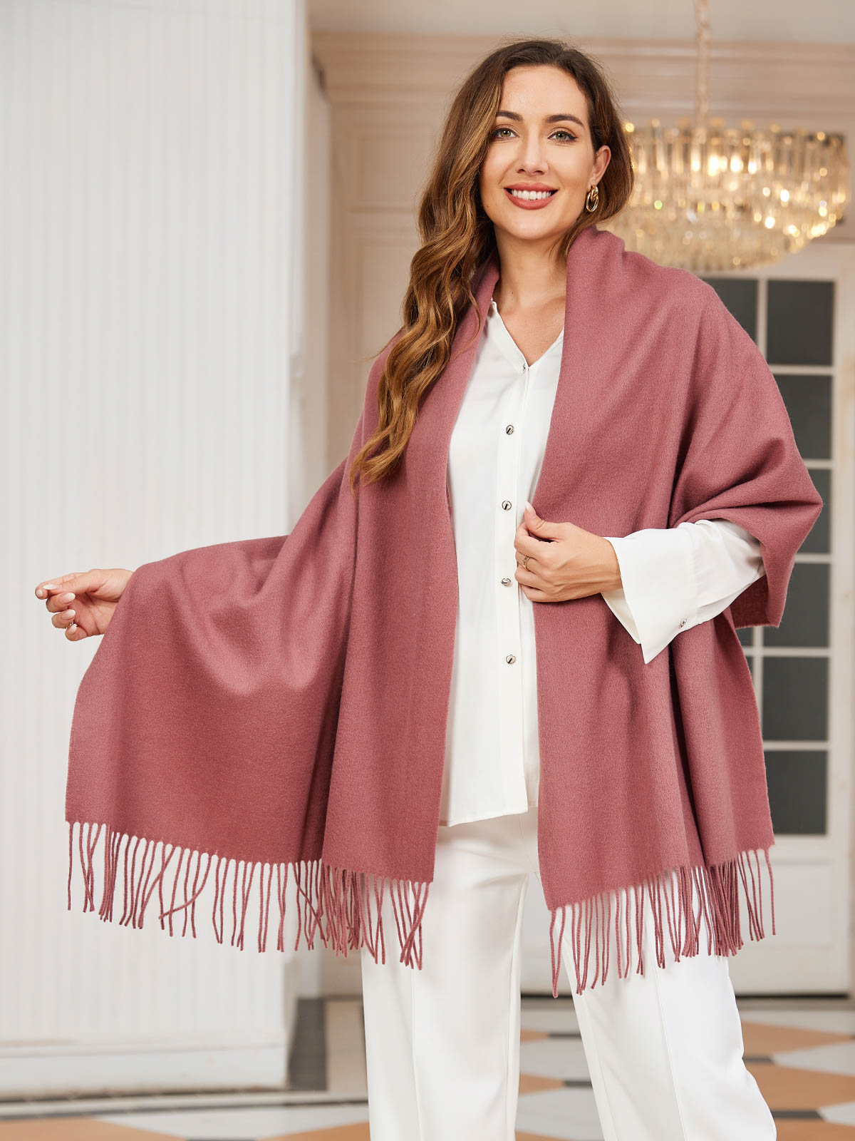 Dikra Wollen Sjaal | Dames Sjaal met Elegante Franje en Luxe Warmte