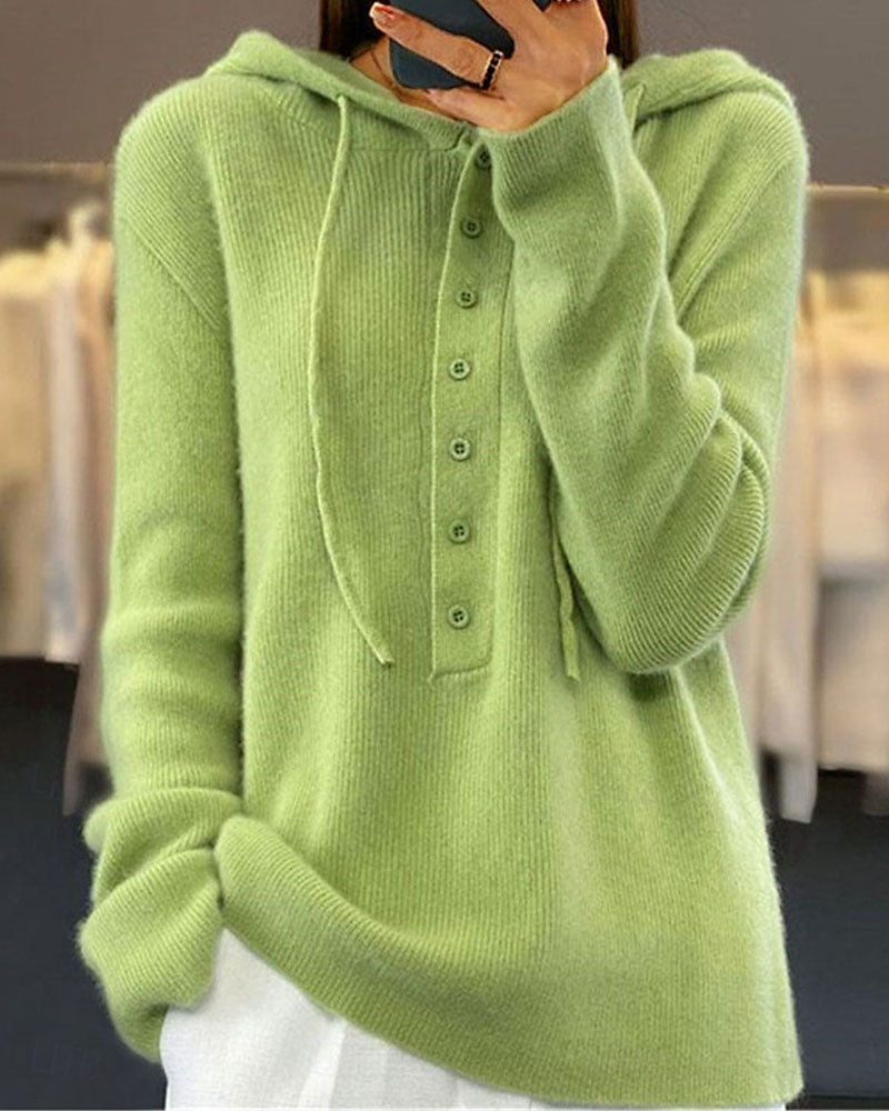 Groene Basic Trui | Damestrui met Lange Mouwen in Effen Kleur