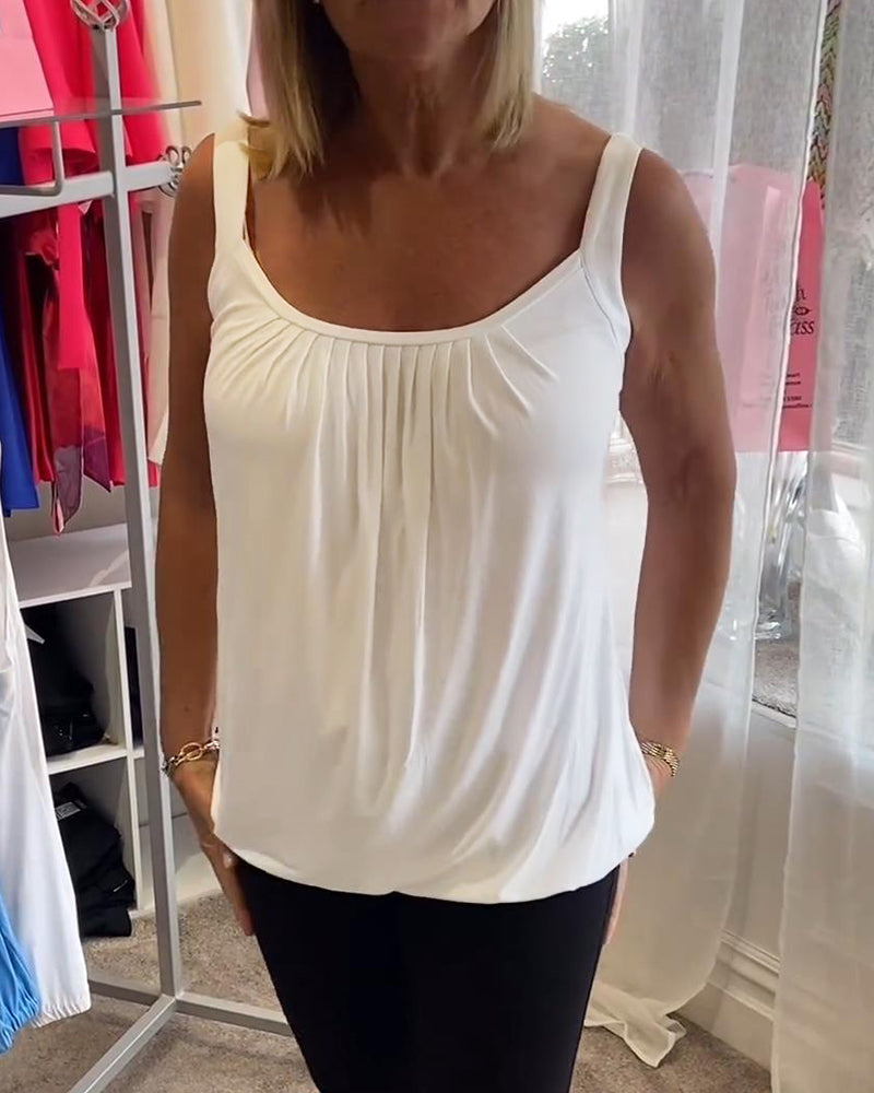 Dames Getailleerde Top – Casual met Plooi voor Zomergebruik
