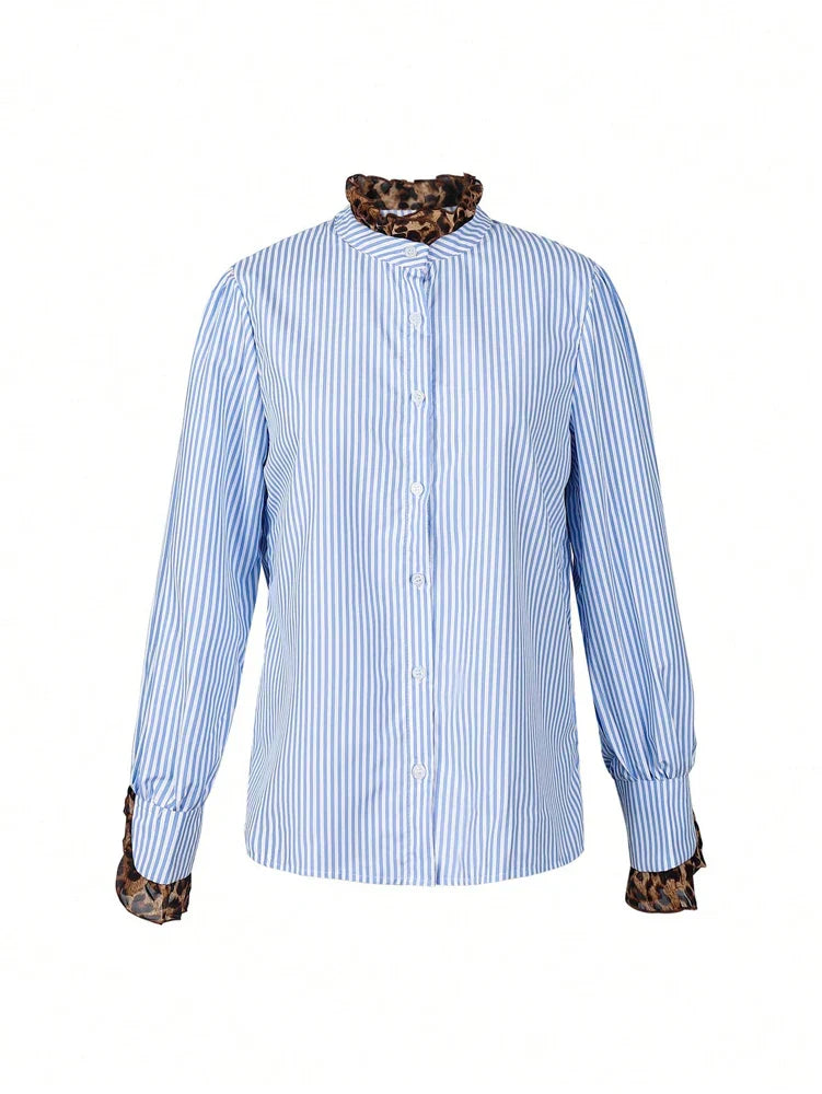 Dames Getailleerde Blouse – Met Knopen en Statement Manchetten, Geschikt voor Werk en Dagelijks Gebruik
