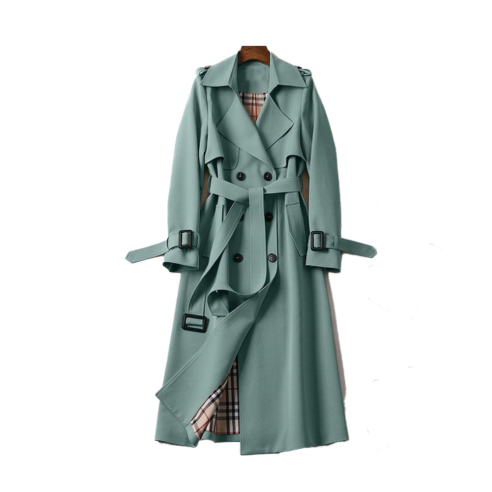 Dames Dubbelrijige Trenchcoat met Ceintuur – Klassiek, Tijdloze Jas