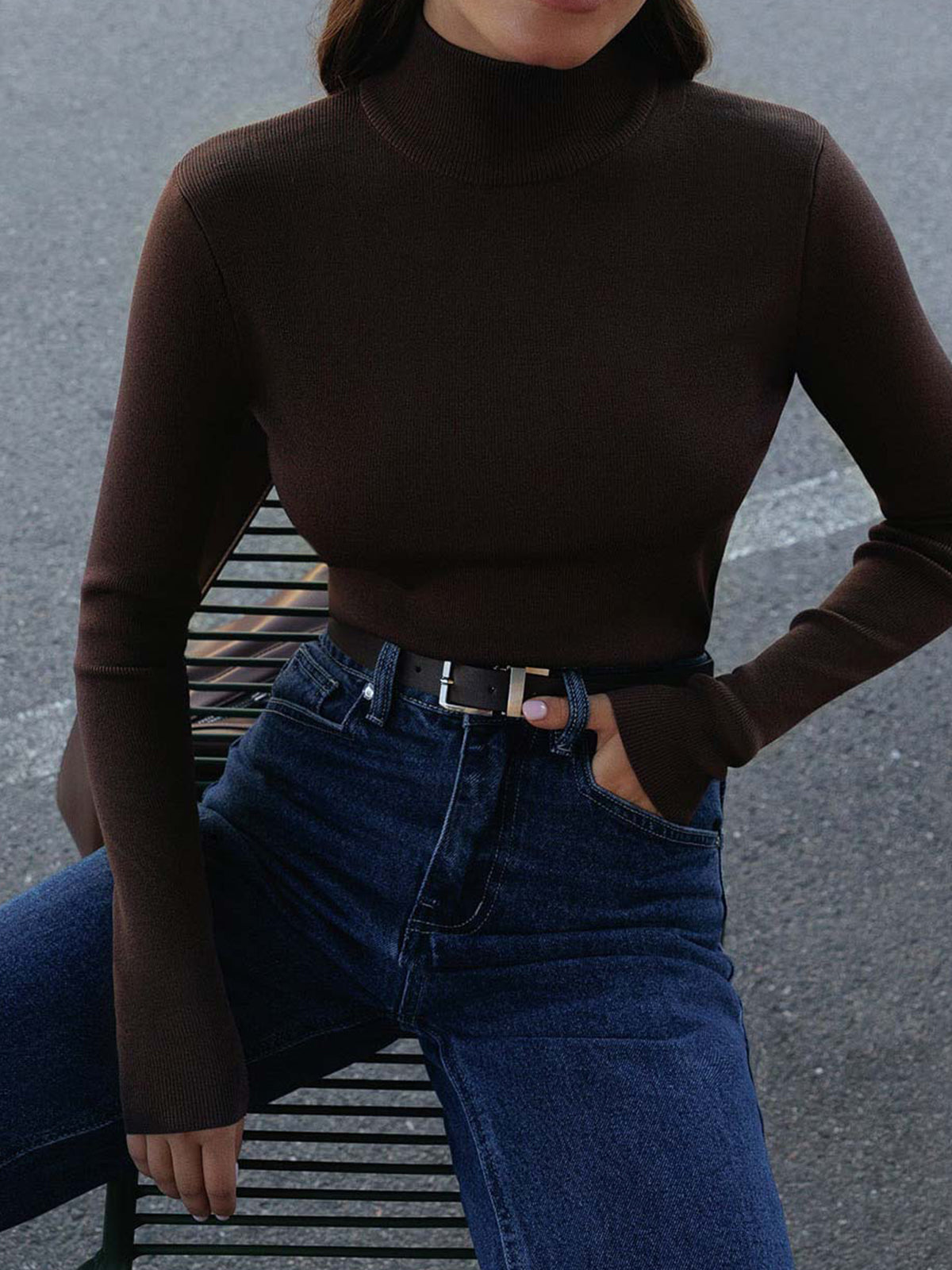 Dames Comfortabele Mock Neck Top – Effen, Casual voor Lente