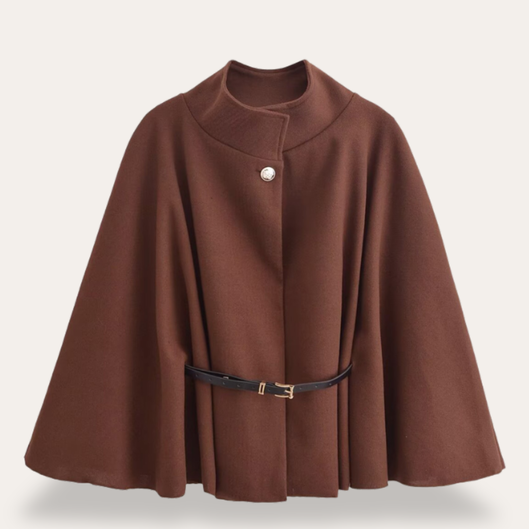 Dames Wollen Cape Mantel – Effen, Casual voor Herfst en Winter