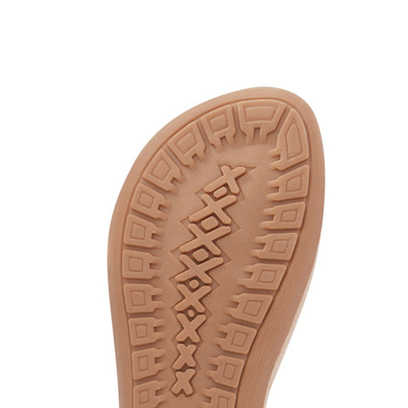 Platte Sandalen voor Dames – PU Leer met Schattig Uilendesign – Comfortabele Elastische Hielband