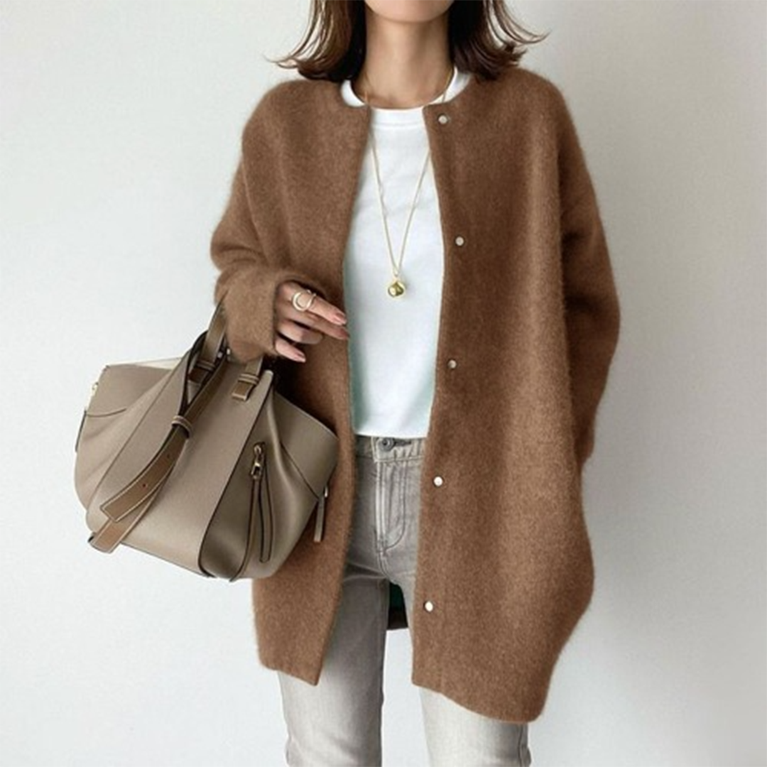 Gebreid Vest | Dames Cardigan met Zacht Acrylmix en Lange Mouwen