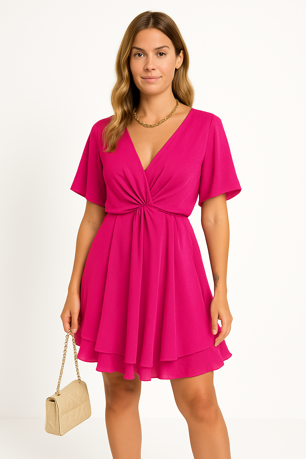 Camiel | Dames Jurk – Relaxed Fit met Asymmetrische Zoom en Batwing Mouwen