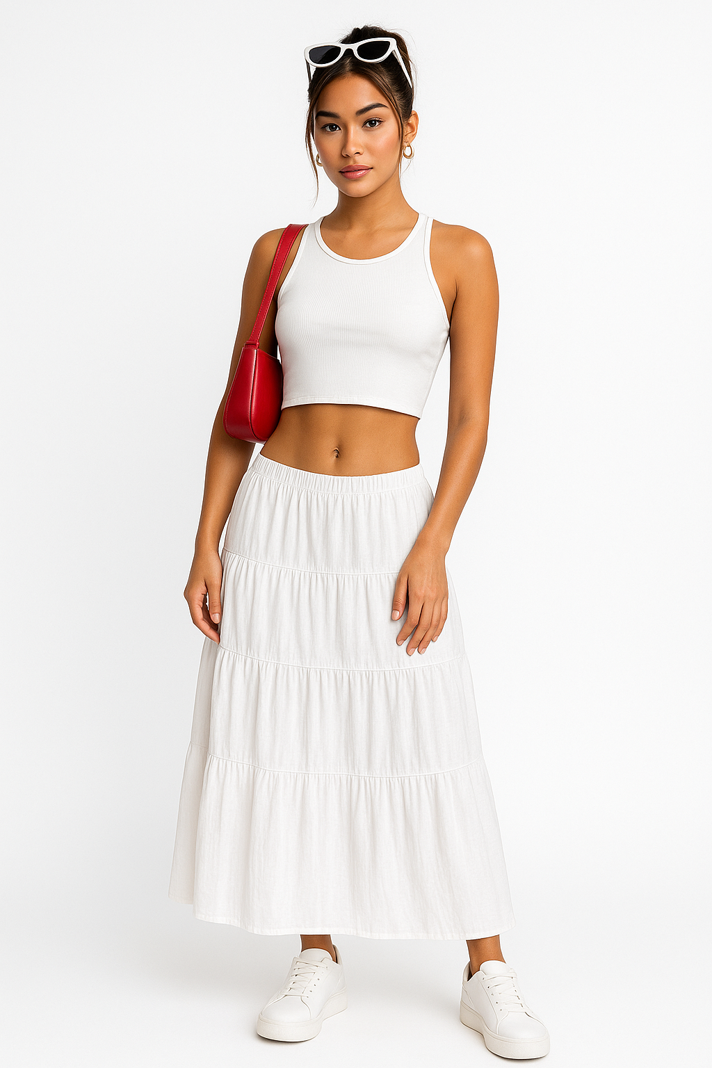 Brechje | Dames Maxi Rok – A-lijn Pasvorm, Gelaagde Ruffles, Trekkoord Taille