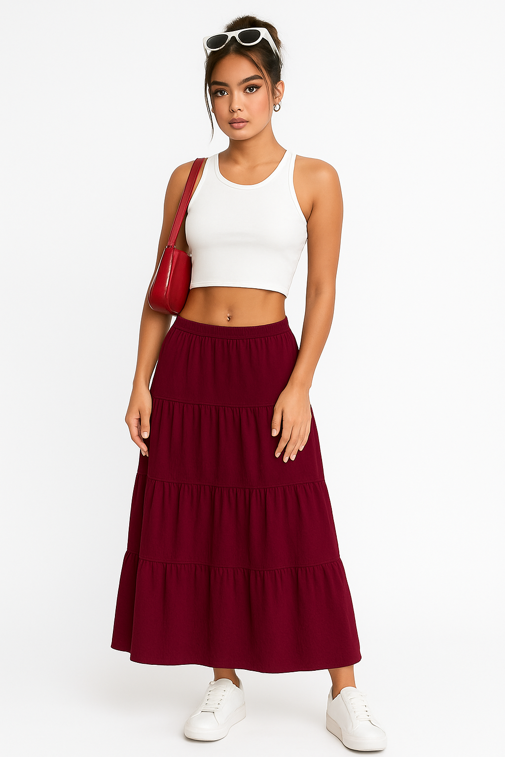 Brechje | Dames Maxi Rok – A-lijn Pasvorm, Gelaagde Ruffles, Trekkoord Taille