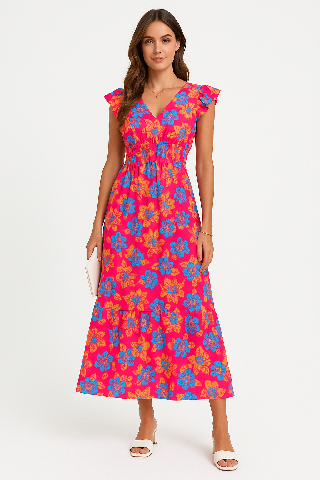 Emile | Dames Maxi Jurk – Mouwloos – Bloemenprint – V-Hals – Luchtige Pasvorm