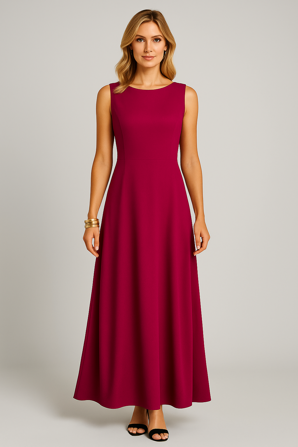 Nanda | Dames Mouwloze Jurk – Halflang – Relaxte Pasvorm – Luxe Ademend Materiaal