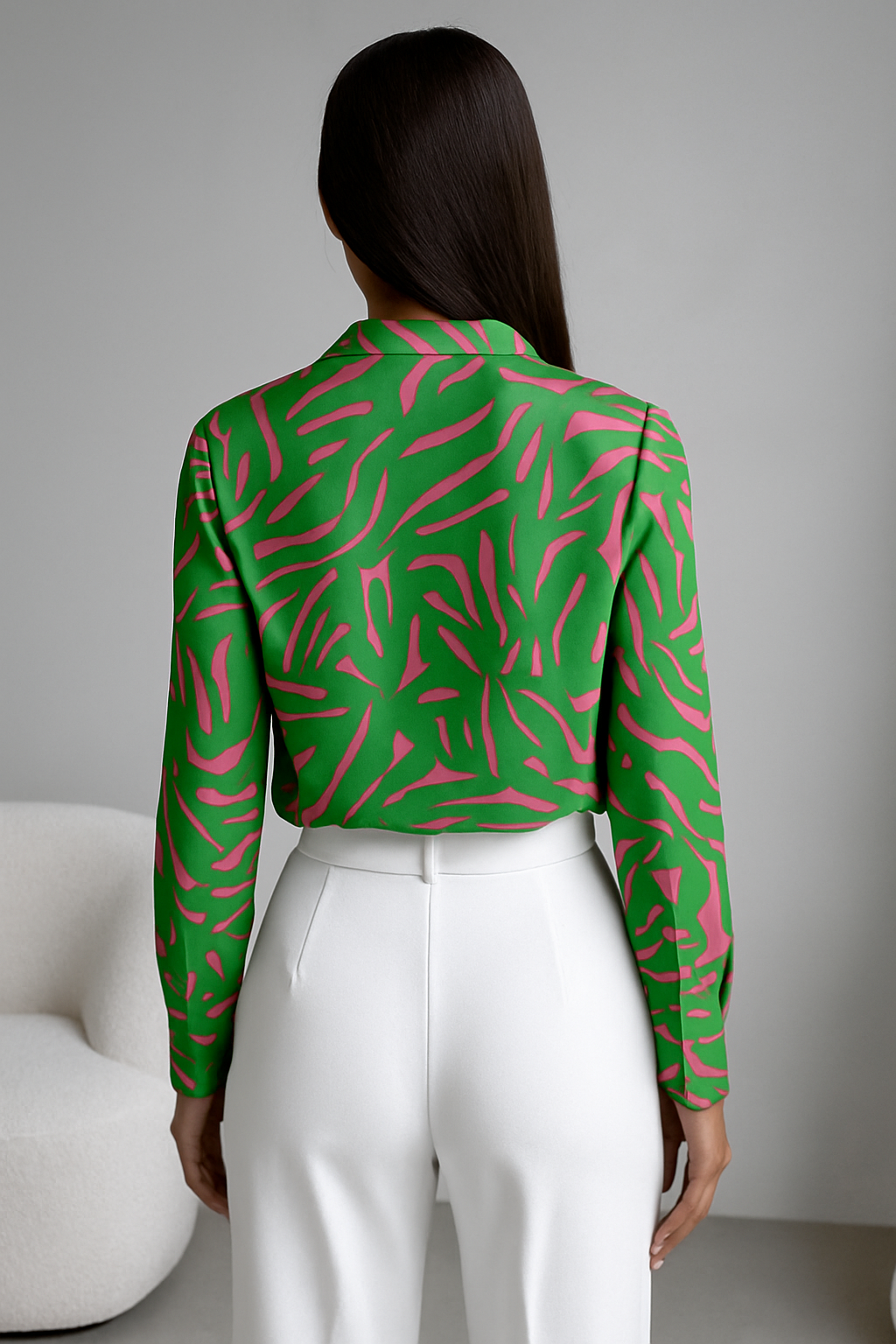 Elfi | Elegante Groene Blouse met Speelse Print – Stijl en Comfort