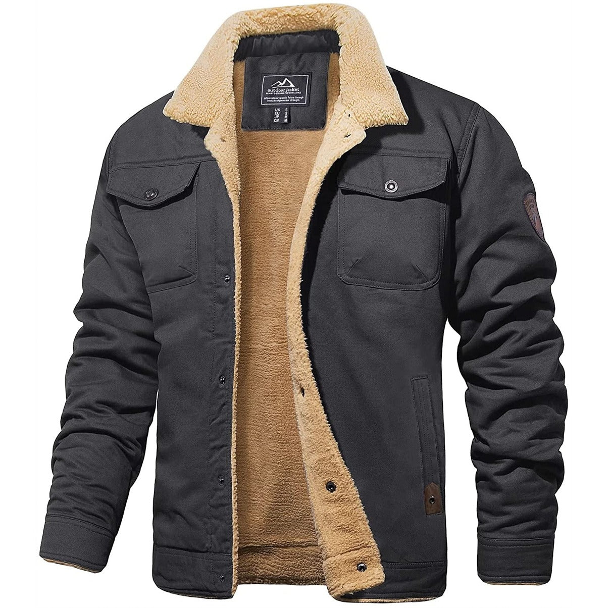 Heren Winterjas met Sherpa Voering - Warme Gevoerde Jas