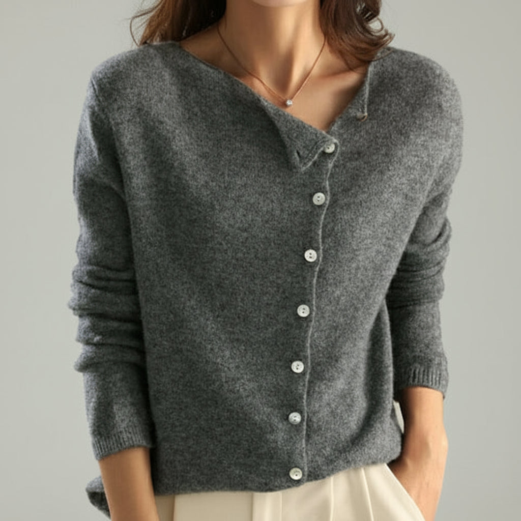 Dames Gebreide Cardigan met Knopen – Comfortabele Pasvorm, Effen