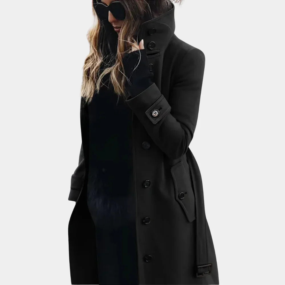 Dames Getailleerde Trenchcoat – Warm Katoen, Lange Jas voor Herfst en Winter, Perfect voor Casual en Business Outfits