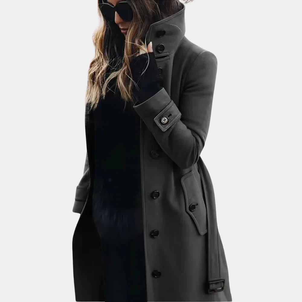 Dames Getailleerde Trenchcoat – Warm Katoen, Lange Jas voor Herfst en Winter, Perfect voor Casual en Business Outfits