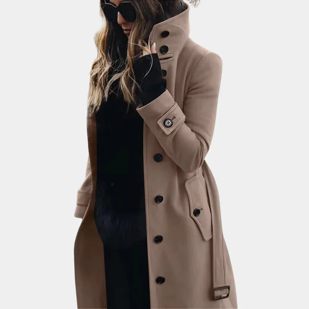 Dames Getailleerde Trenchcoat – Warm Katoen, Lange Jas voor Herfst en Winter, Perfect voor Casual en Business Outfits