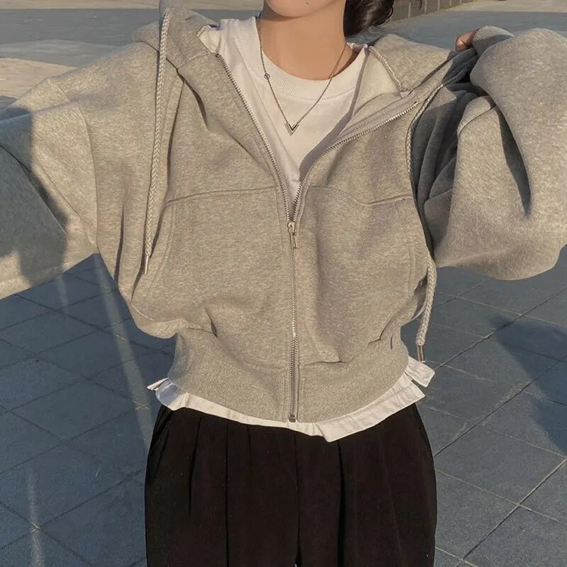 Oversized Hoodie met Rits | Dames Hoodie met Pluche Binnenkant en Casual Stijl