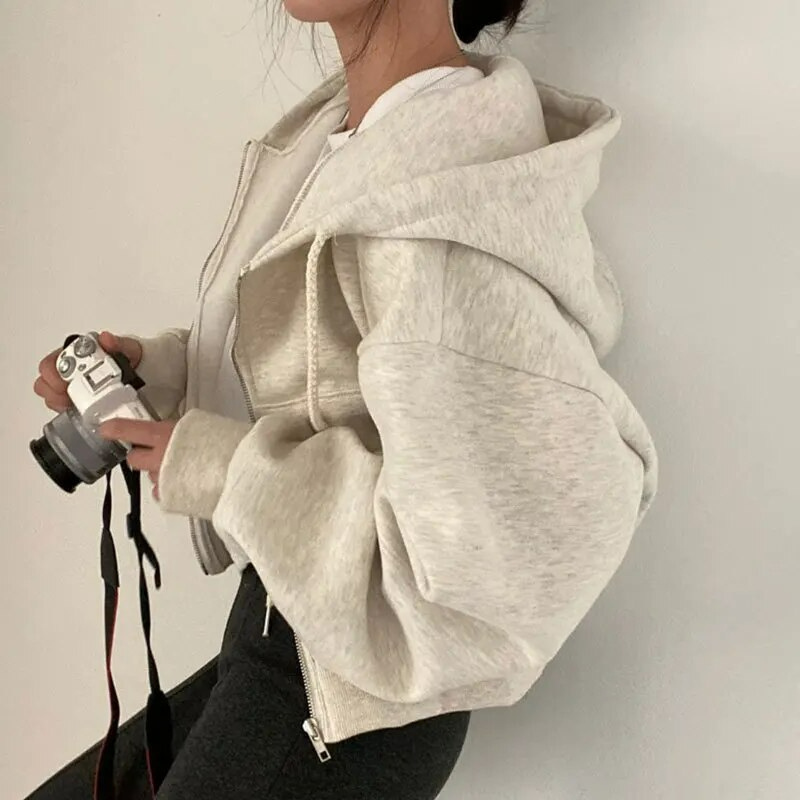 Oversized Hoodie met Rits | Dames Hoodie met Pluche Binnenkant en Casual Stijl