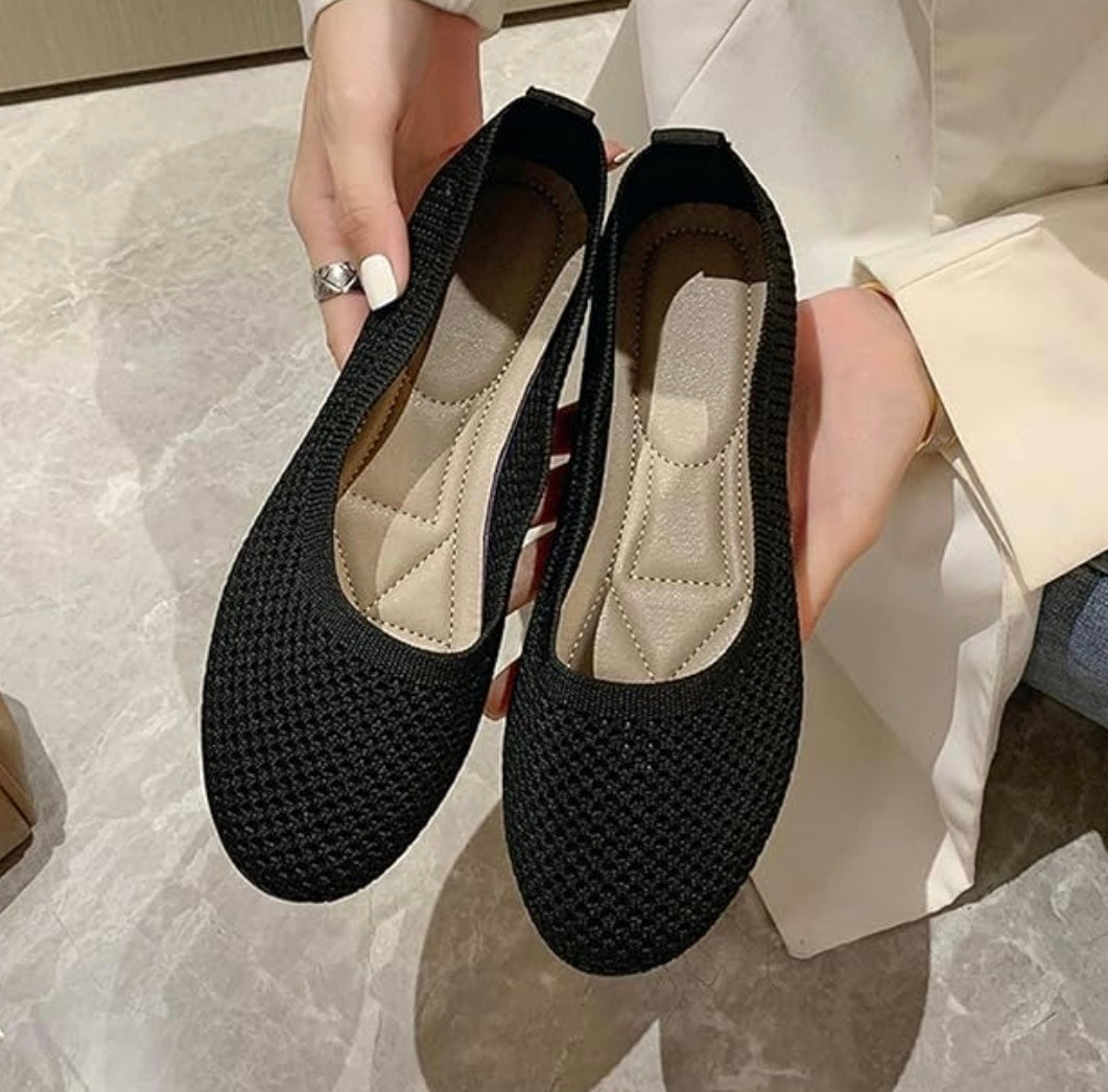 Ademend Mesh Damesschoenen | Platte Schoenen met Vierkante Neus en Hollow-Out Design