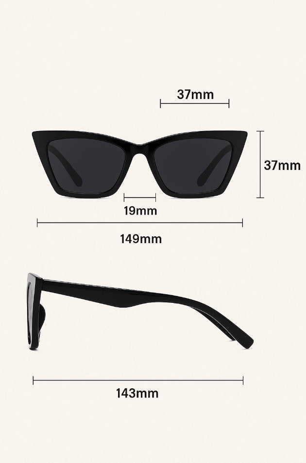 Noire | Zonnebril voor dames met cat-eye design en diepzwarte, gedurfde afwerking