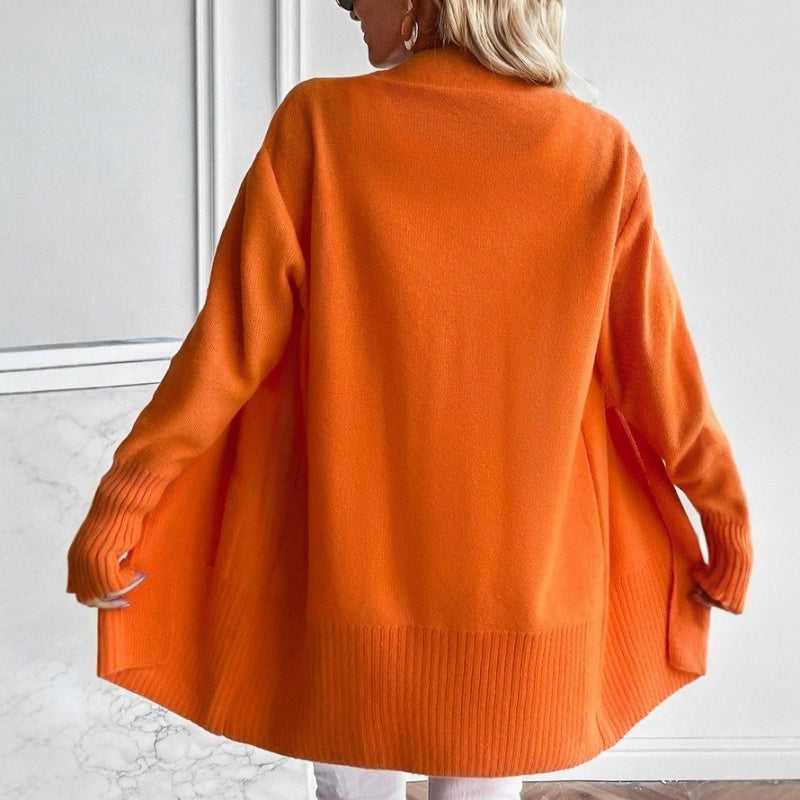 Dames Lange Cardigan met Zakken en Geribbelde Manchetten