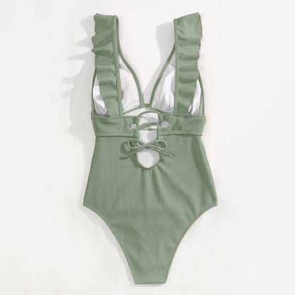 Elisa | Elegant V-Hals Badpak met Ruffle Details – Stijlvol & Flatterend