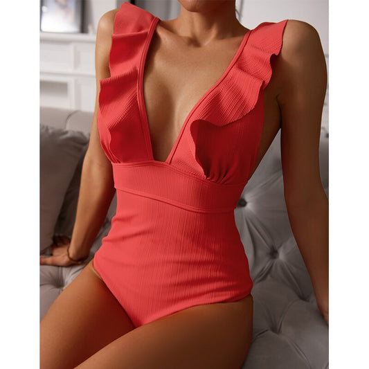 Elisa | Elegant V-Hals Badpak met Ruffle Details – Stijlvol & Flatterend