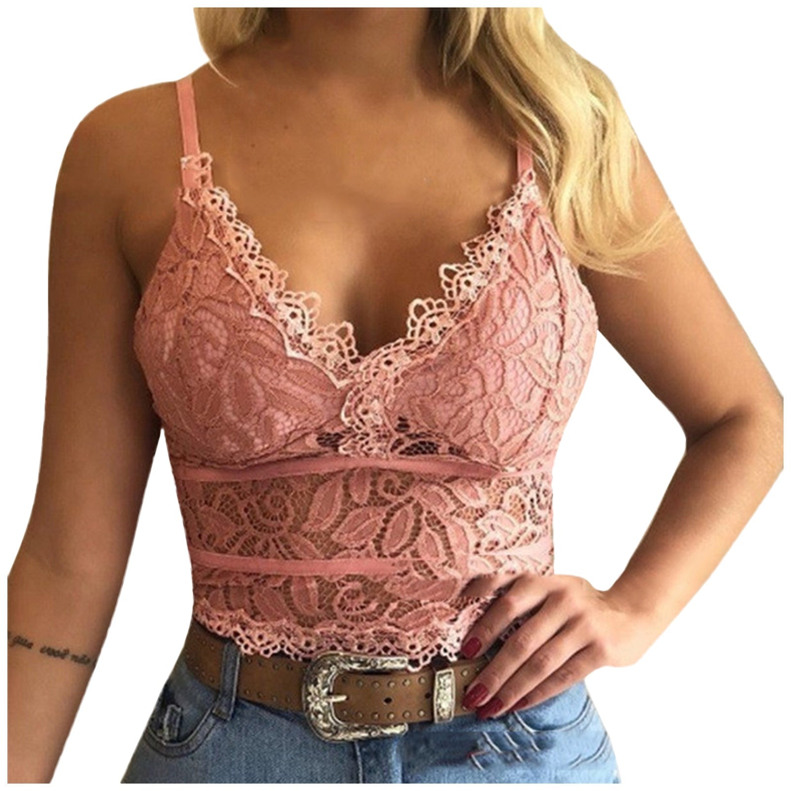 Gisela | Dames Kanten Crop Top – Verfijnde Pasvorm – Verstelbare Bandjes