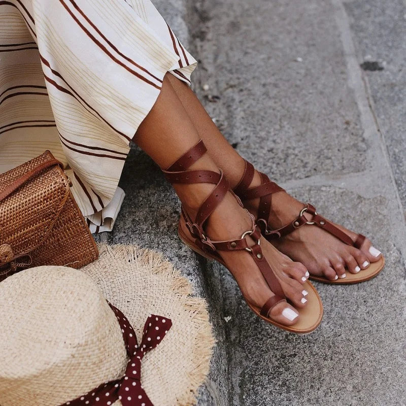 Gladiator Sandalen | Leren dames sandalen met verstelbare bandjes en klassiek zomers design