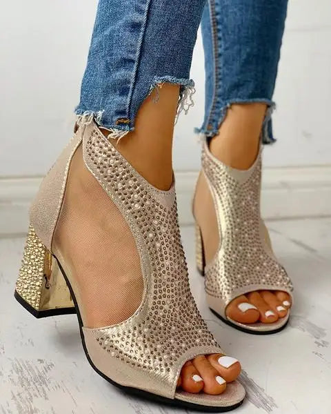 Adelinde | Dames Haksandalen met Kristallen en Uitsparingen – Elegant Ontwerp voor Speciale Gelegenheden