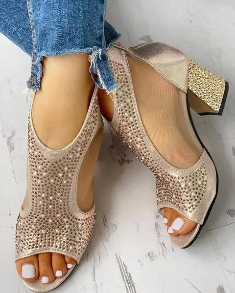 Adelinde | Dames Haksandalen met Kristallen en Uitsparingen – Elegant Ontwerp voor Speciale Gelegenheden