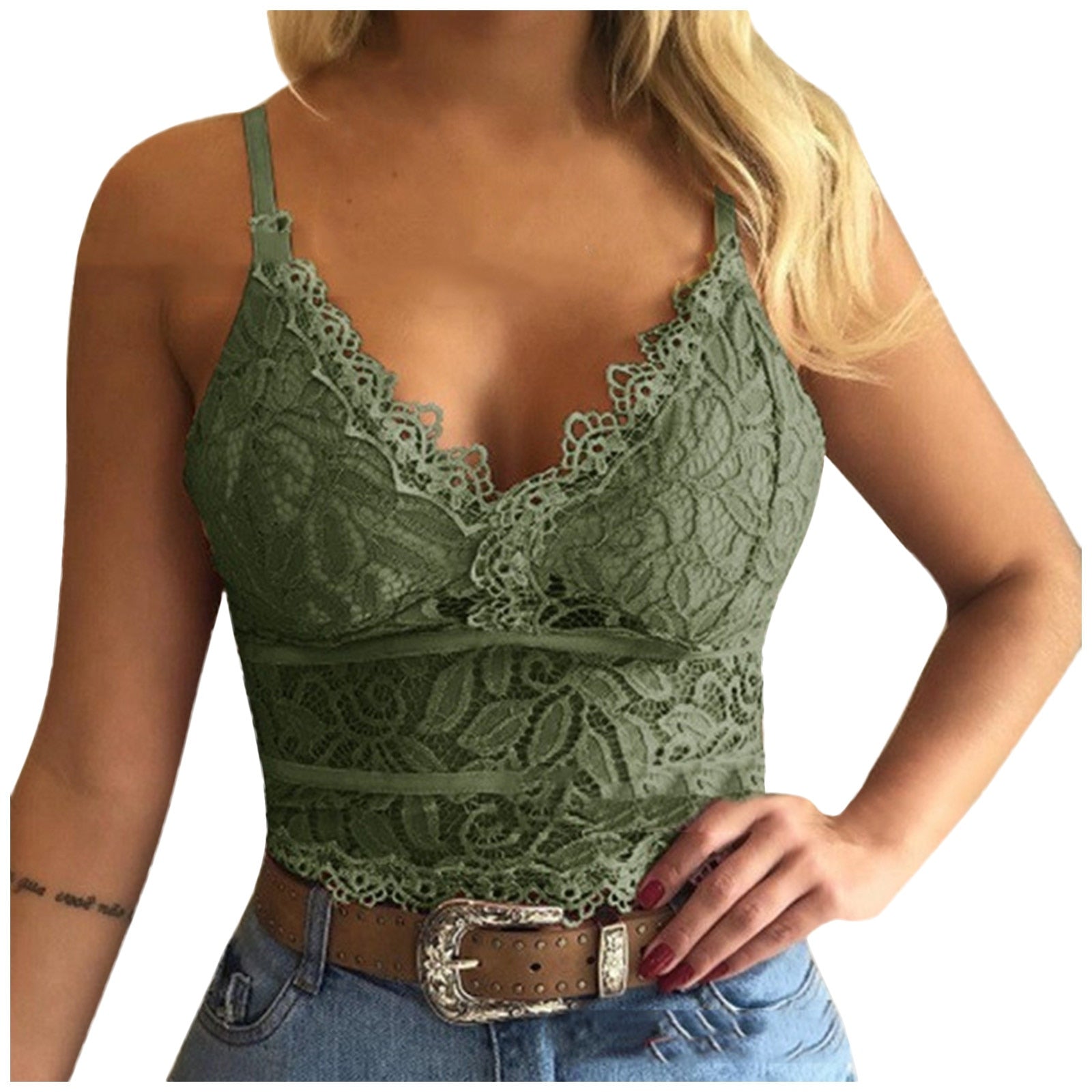 Gisela | Dames Kanten Crop Top – Verfijnde Pasvorm – Verstelbare Bandjes