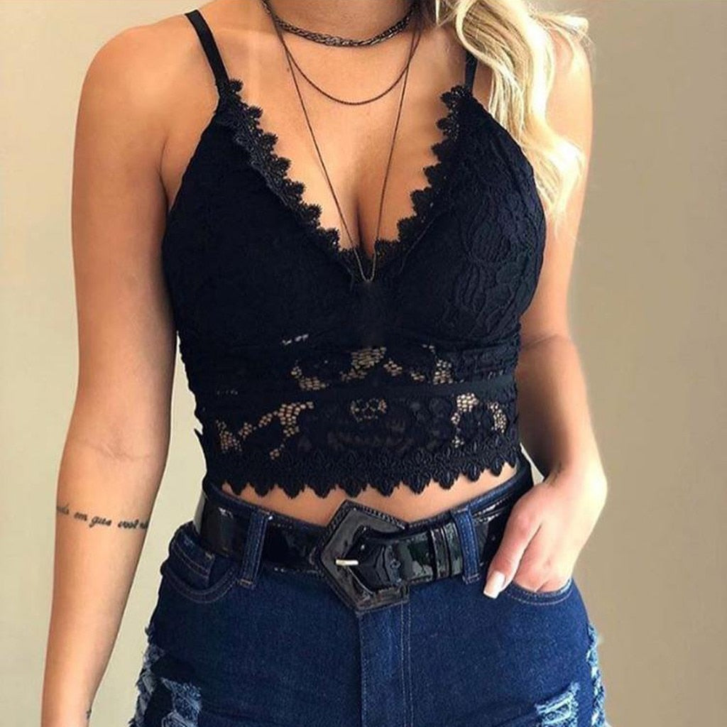 Gisela | Dames Kanten Crop Top – Verfijnde Pasvorm – Verstelbare Bandjes