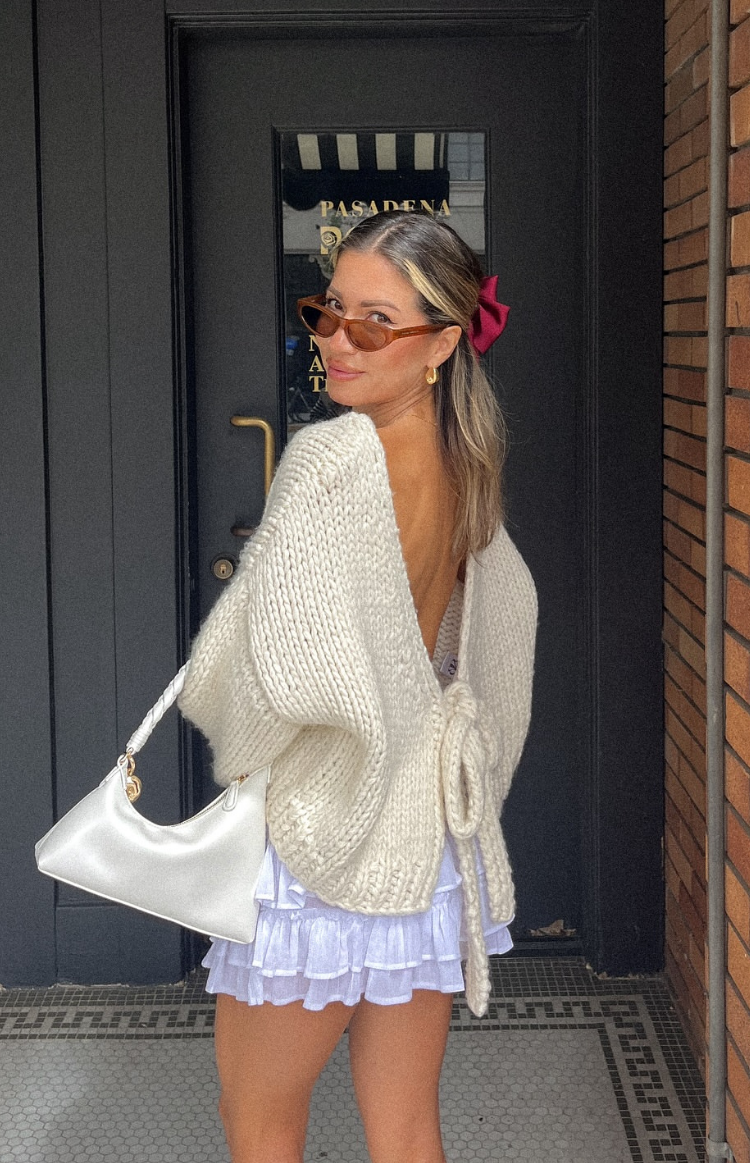 Celeste Cardigan Knit | Dames gebreid vest met striksluiting en luxe breisteek