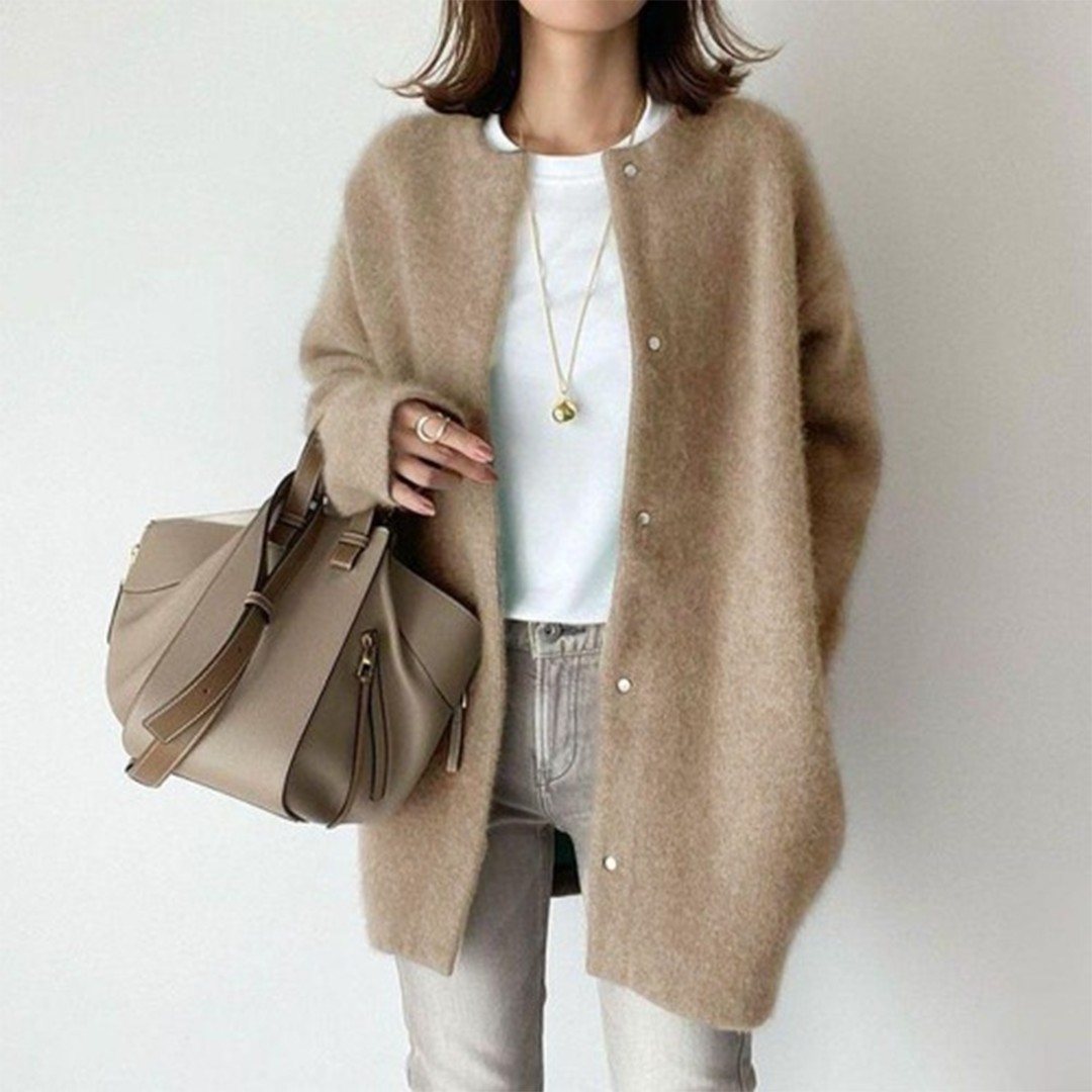 Gebreid Vest | Dames Cardigan met Zacht Acrylmix en Lange Mouwen