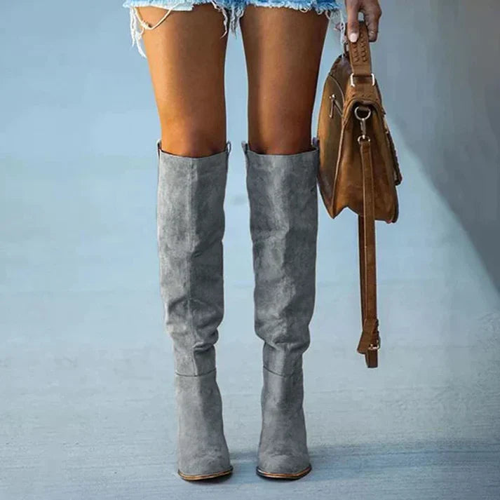 Kniehoge suede laarzen voor dames
