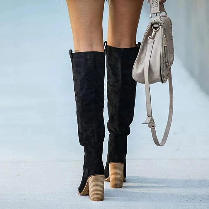Kniehoge suede laarzen voor dames
