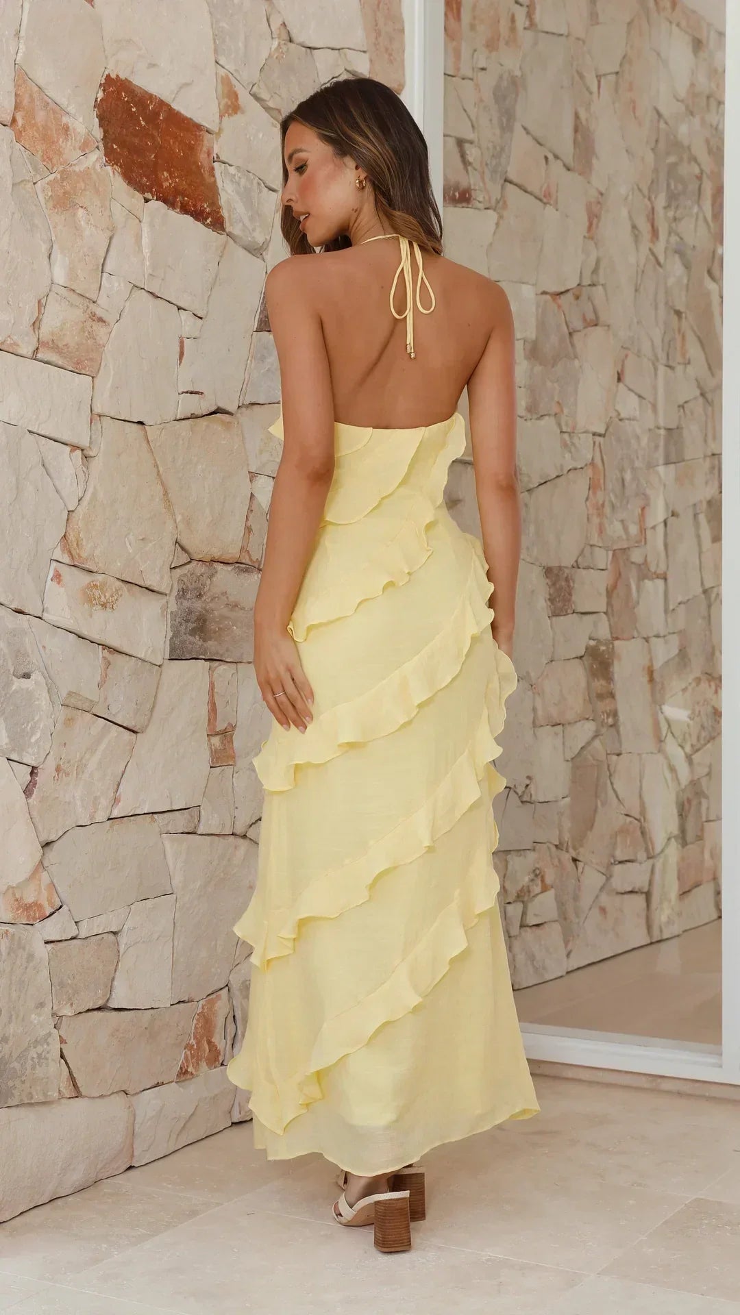 Cornelia | Dames Maxi Jurk – Ruffle Details, Elegante Pasvorm, Perfect voor Speciale Gelegenheden