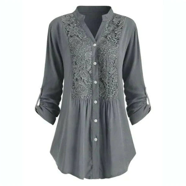 Dames Getailleerde Blouse – Met Kantdetail, Geschikt voor Werk en Dagelijks Gebruik
