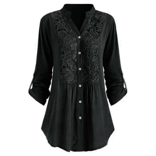 Dames Getailleerde Blouse – Met Kantdetail, Geschikt voor Werk en Dagelijks Gebruik
