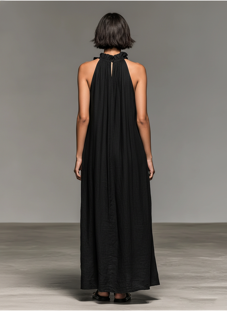 Dames Maxi Jurk met Volant Mouwloos Zomerjurk