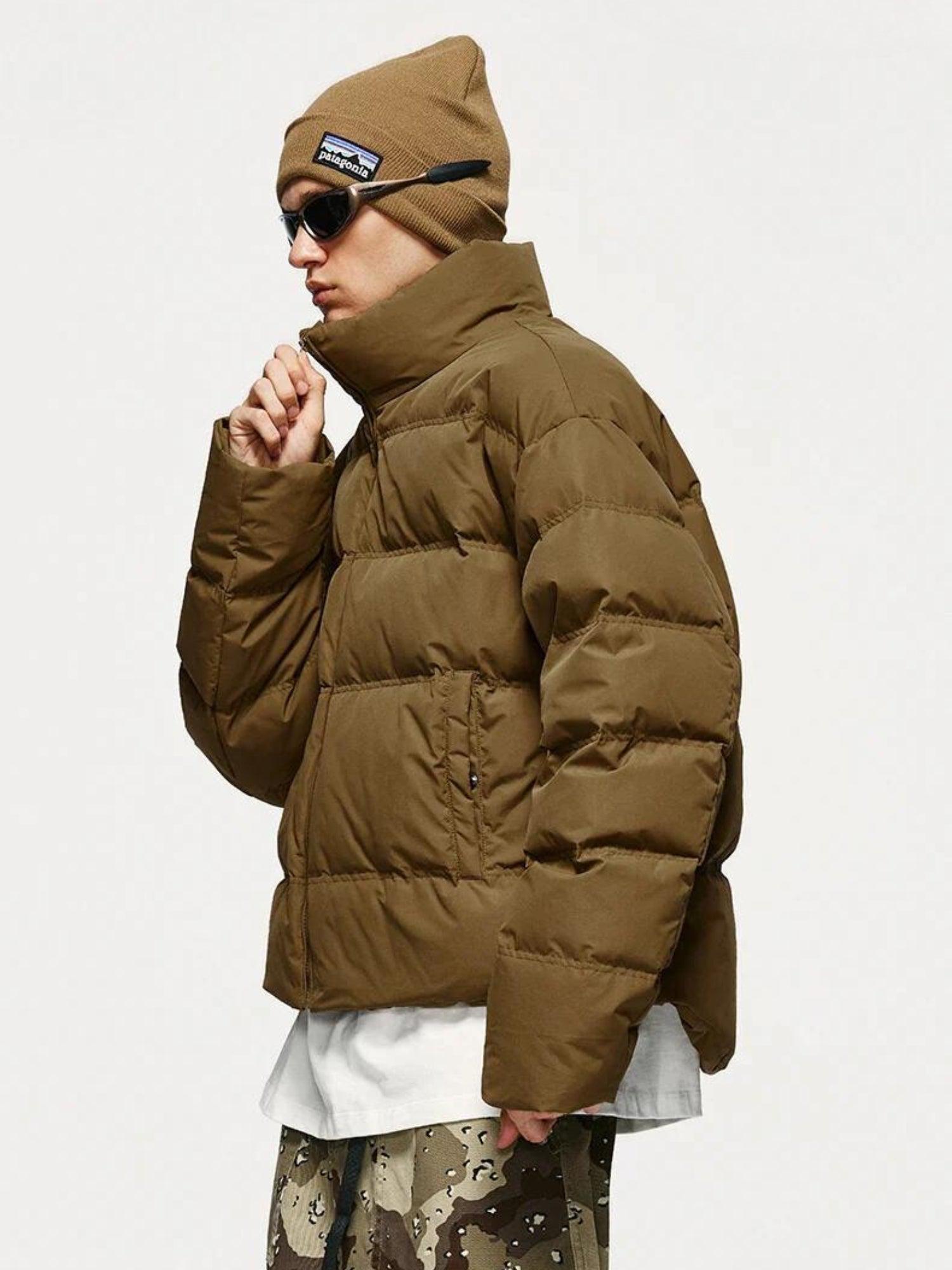 Heren Puffer Jack Kort Model met Hoge Kraag en Rits