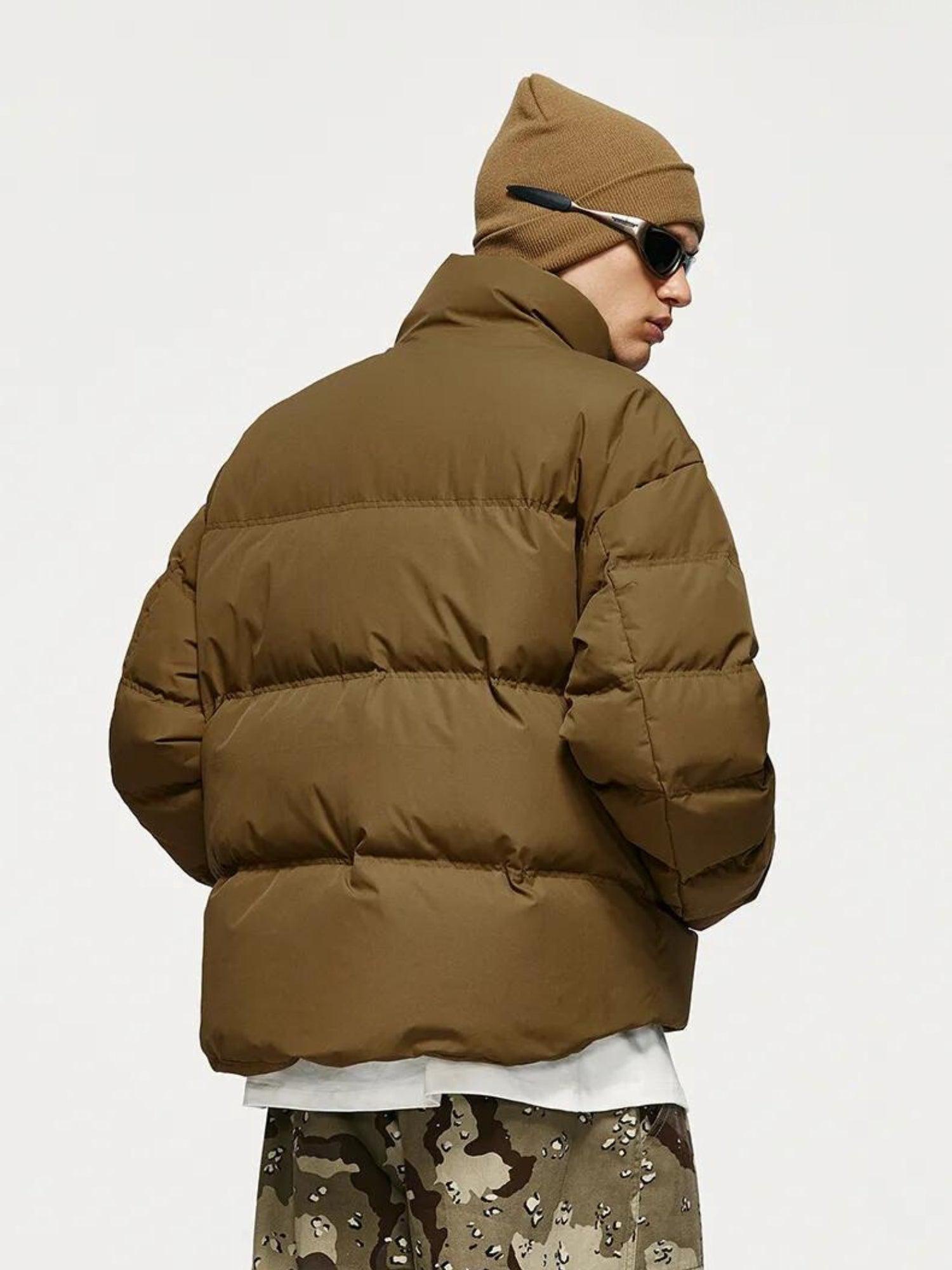 Heren Puffer Jack Kort Model met Hoge Kraag en Rits