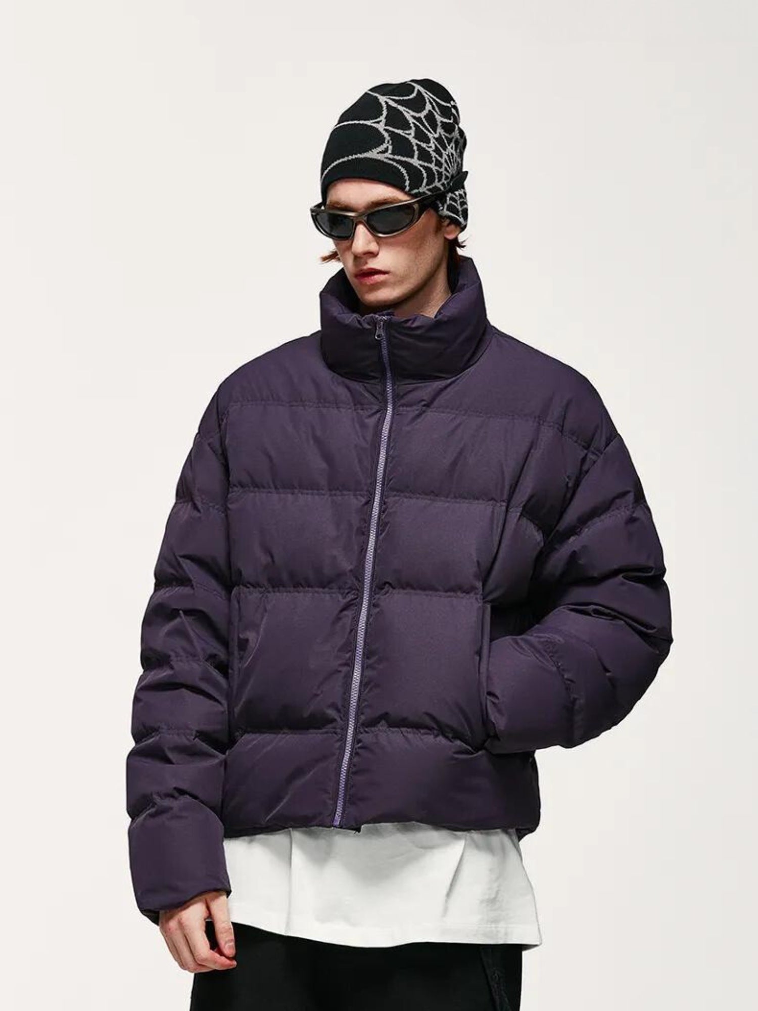 Heren Puffer Jack Kort Model met Hoge Kraag en Rits