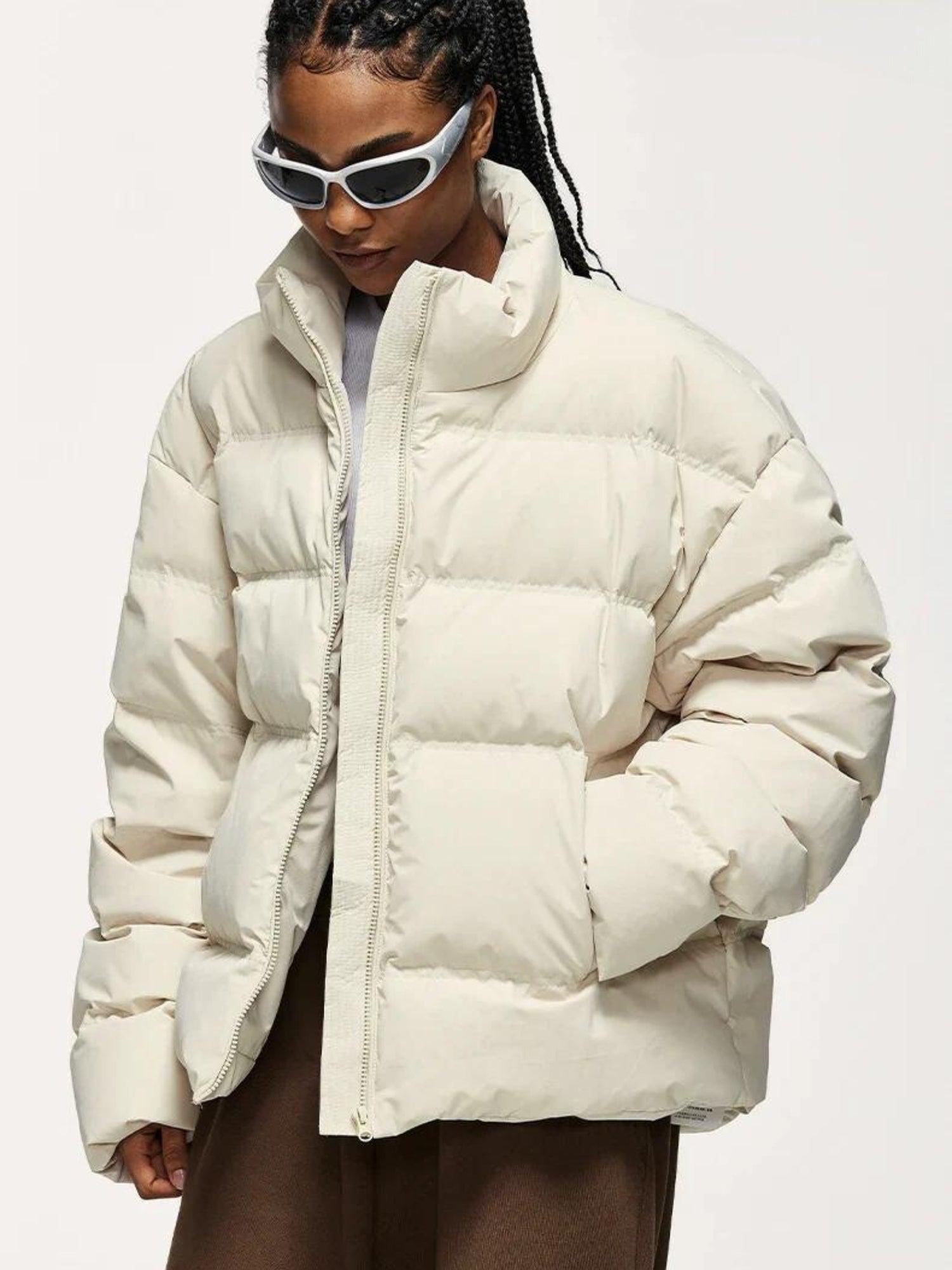 Heren Puffer Jack Kort Model met Hoge Kraag en Rits