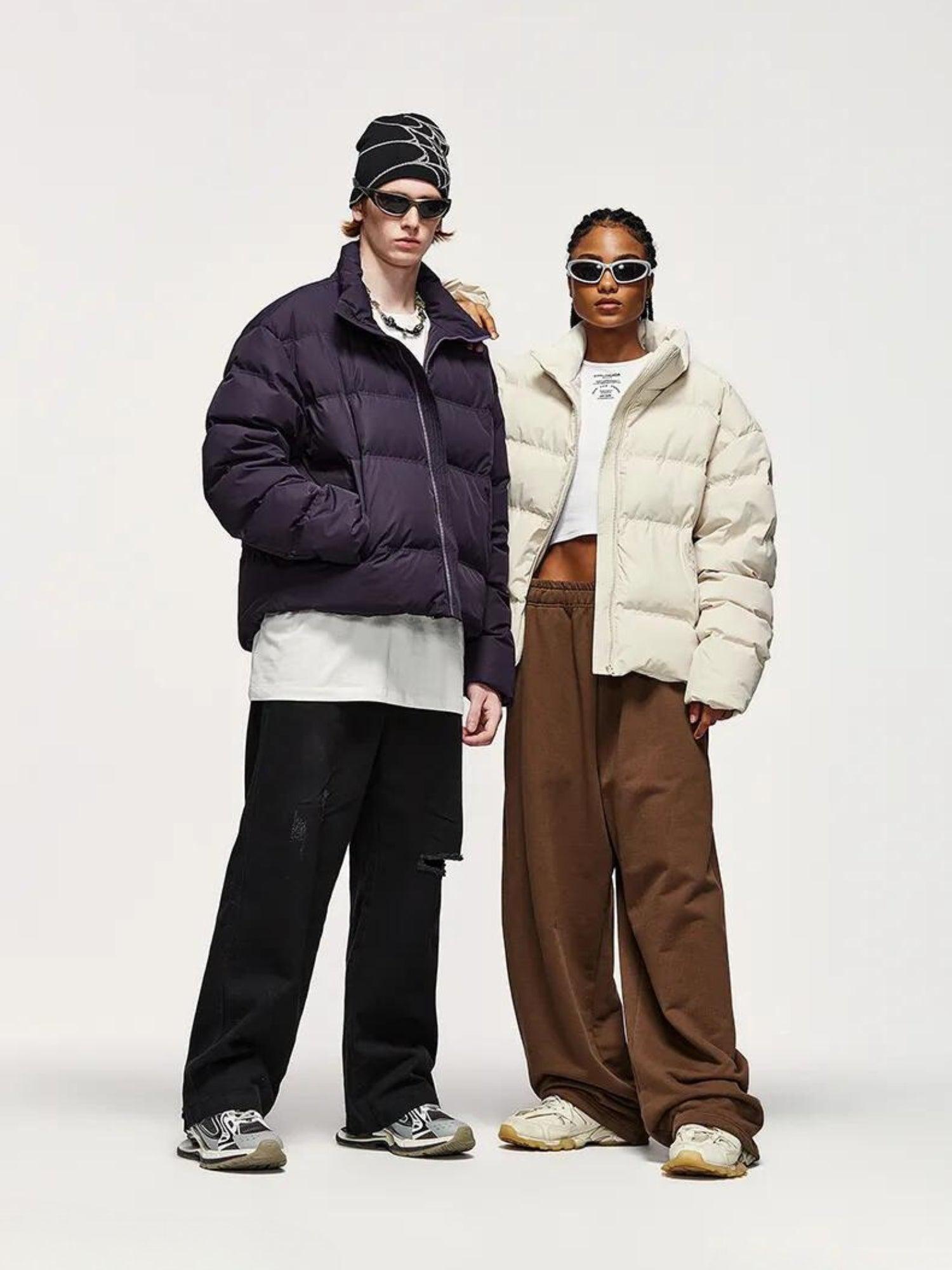 Heren Puffer Jack Kort Model met Hoge Kraag en Rits